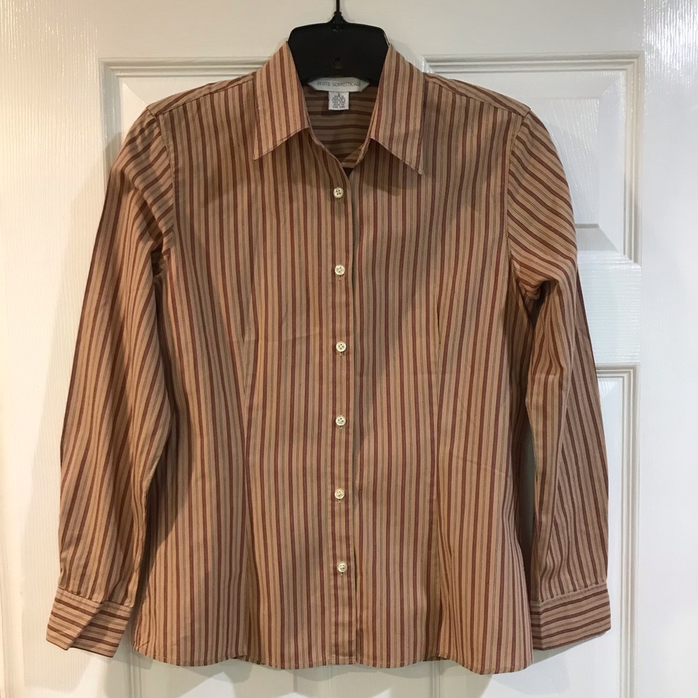 Petite Sophisticate Button Down Long Sleeves Shirt